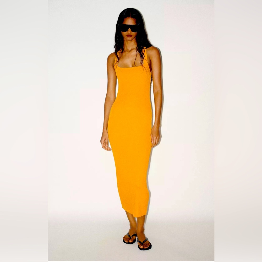 Zara Ribbed Knit Midi Dress Size XS